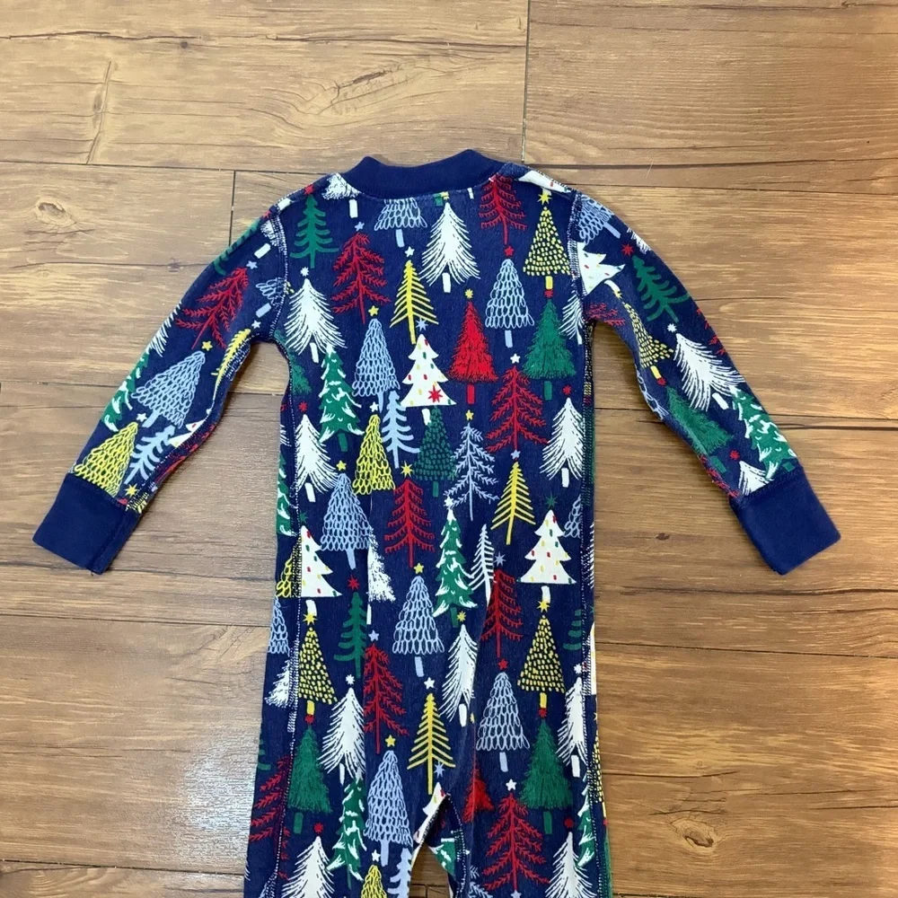 Hanna Andersson Baby Zip Sleeper Pajamas Size 18-24M Twinkly Trees On Navy